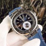 Fake Patek Philippe Engraving Nautilus Blue Rubber Strap Blue Dial